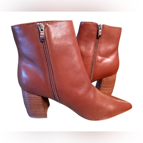 Marc Fisher NWT SZ 9 Beautiful Tan Leather Ultra Comfort Heeled Booties (SH068) - Picture 4 of 10